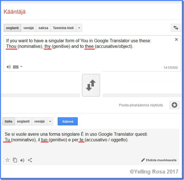Tip for having the singular in the Google Translator 01